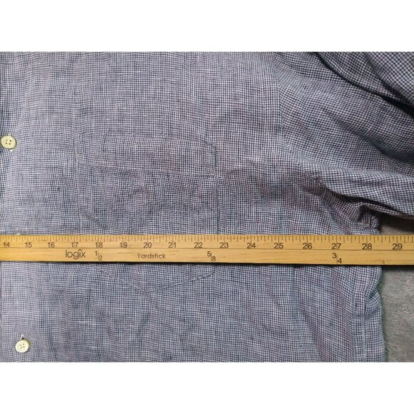 Orvis Shirt Mens XXL 2XL Black White Micro Houndstooth Linen Long Sleeve Casual - Picture 5 of 9